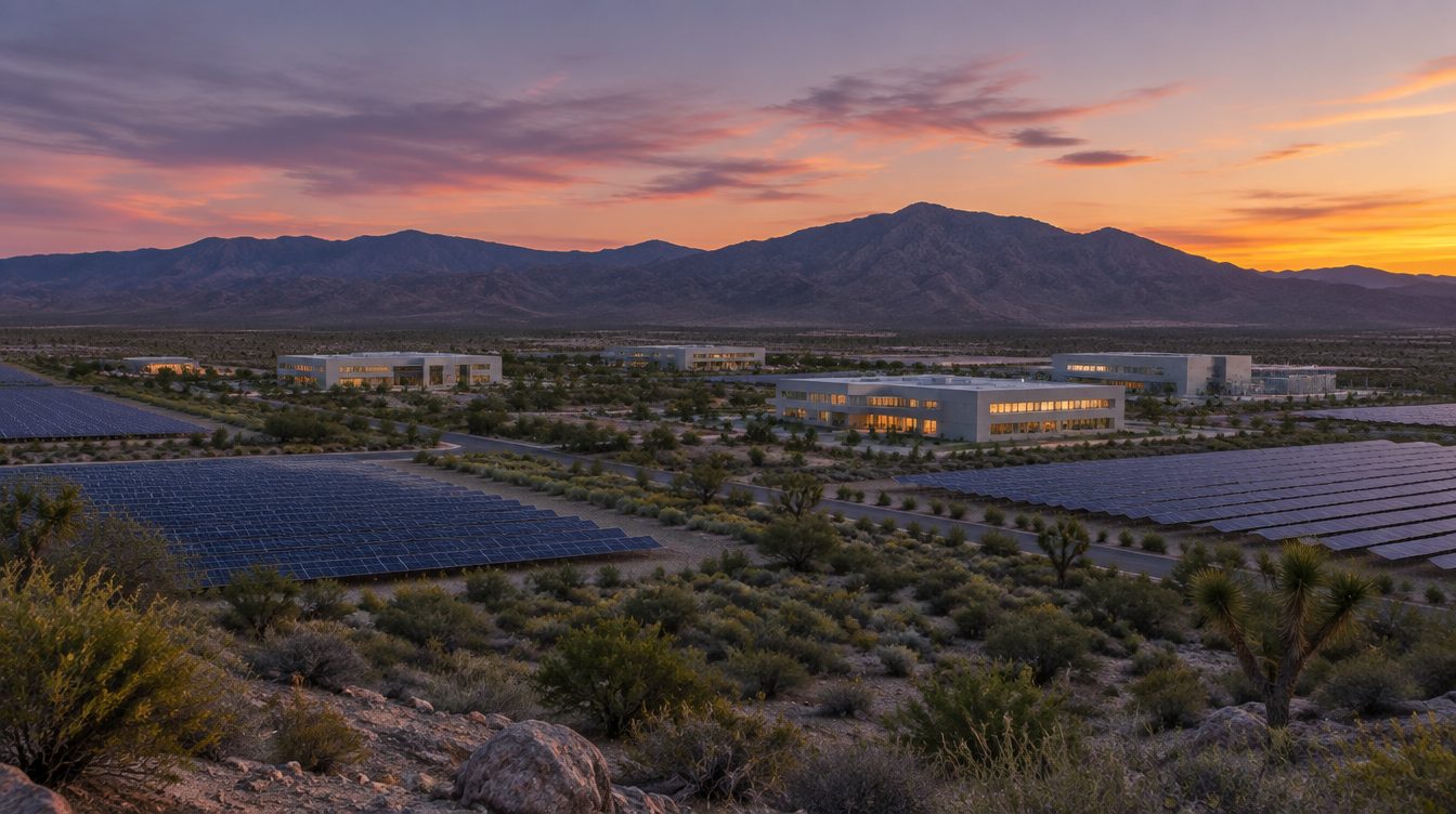 The campus at dusk